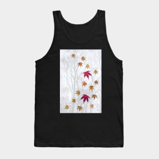 Acer Leaves with Misty Trees Background Tank Top